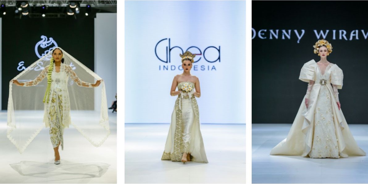 Rancangan Era Soekamto, Ghea Panggabean, dan Denny Wirawan dalam Moonlight Whisper di JFW 2023, dipersembahkan oleh Intercontinental Jakarta Pondok Indah